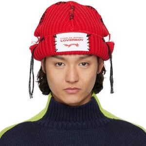Charles Jeffrey Loverboy Exclusive Red Carolean Beanie